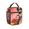 Cute Cartoon M-Masha And Bear Insulated Lunch Bags Thermal Bag Reusable,Meal Container Portable Tote Lunch Box College  Picnic