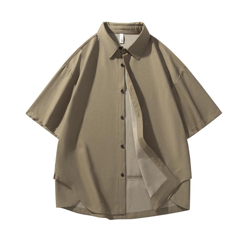 Retro Workwear Short Sleeved Shirt Men's Loose Collared Casual Shirt Summer Shirt