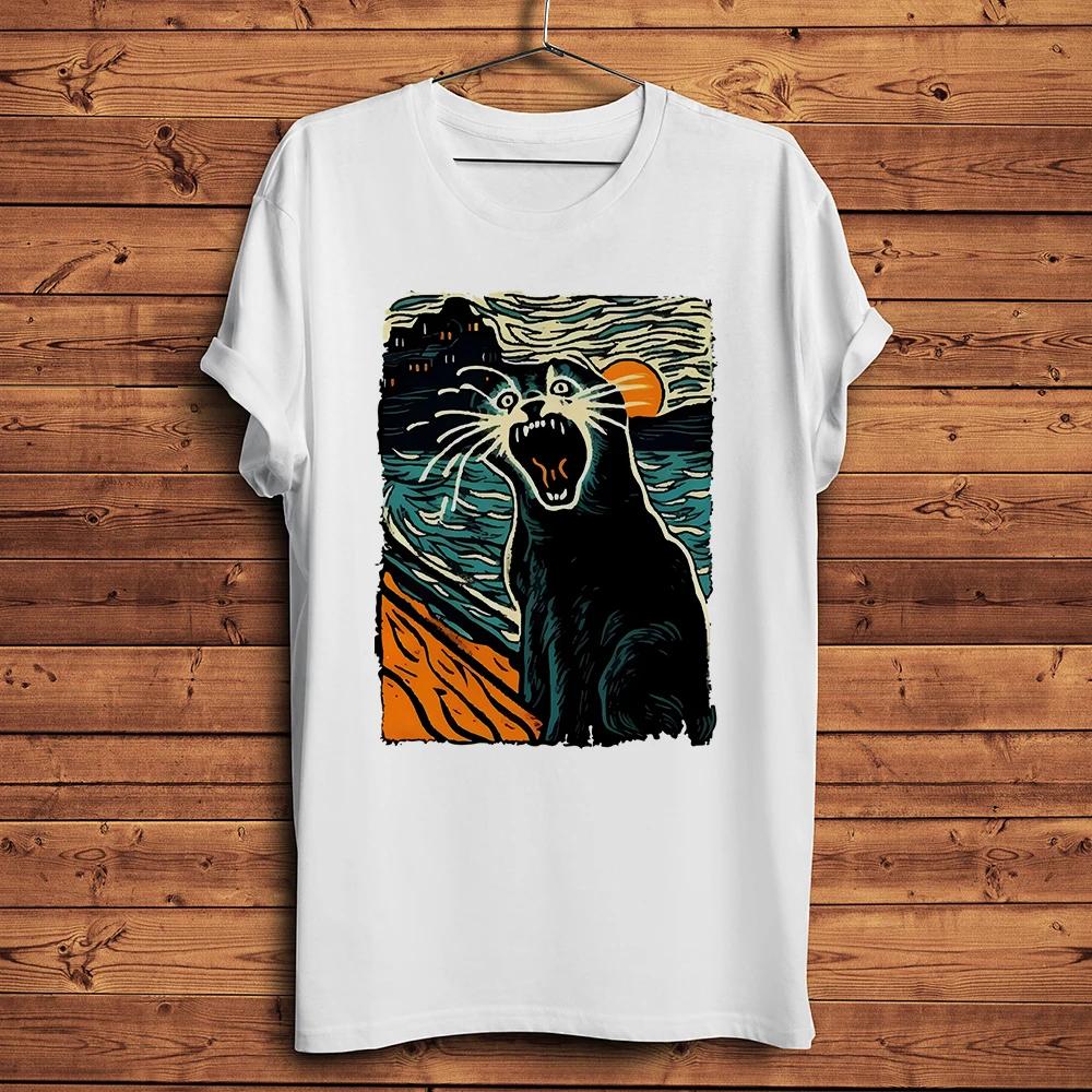 

Meow ScreamCat Munch Funny Artistic TShirt UnisexShort Sleeve Oneck Casual TeeUnisex Streetwear T ShirtBreathable Print S