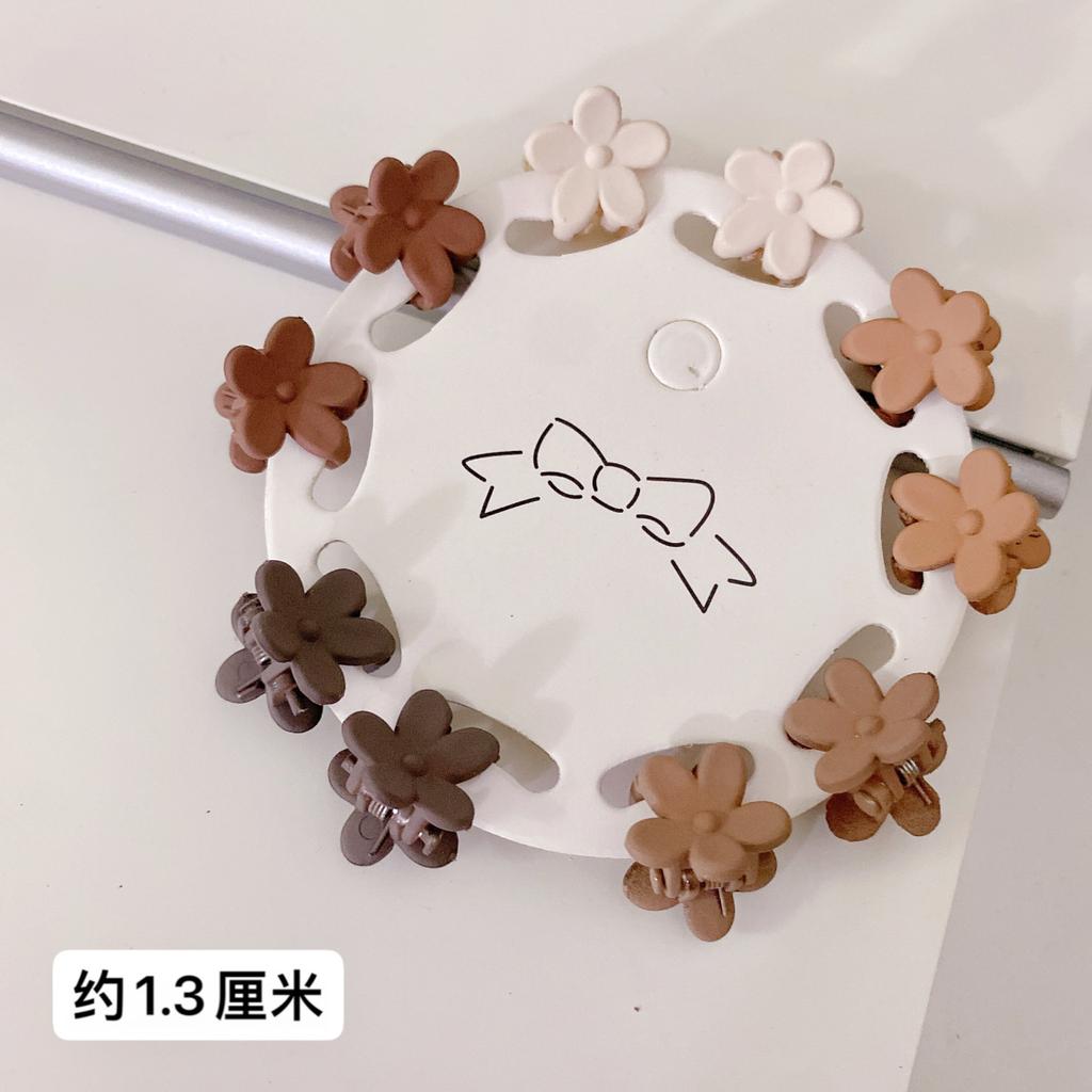 10PCS Korean Ins Milk Tea Color Morandi Small Grip Mini Children's Small Claw Clip Plum Blossom Star Small Hair Clip