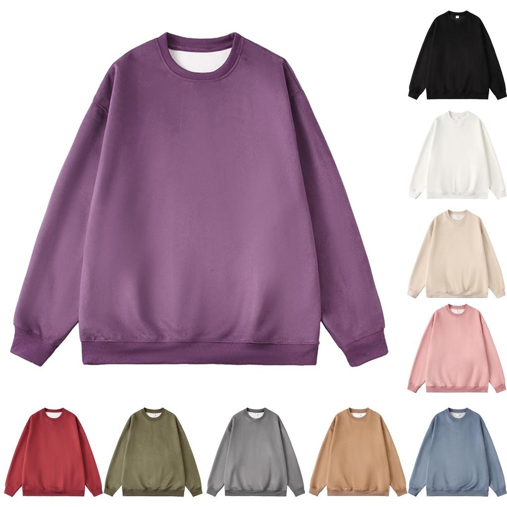 Autumn Men's Suede Round Neck Smooth Plate Sweater New Large Basic