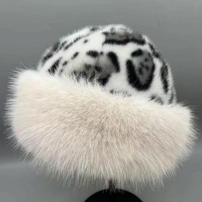 2024 Women's Retro Leopard Print Plush Hat – Warm, Thick, Cold-Proof, Slimming Face and Ear Protection for Autumn and Winter.