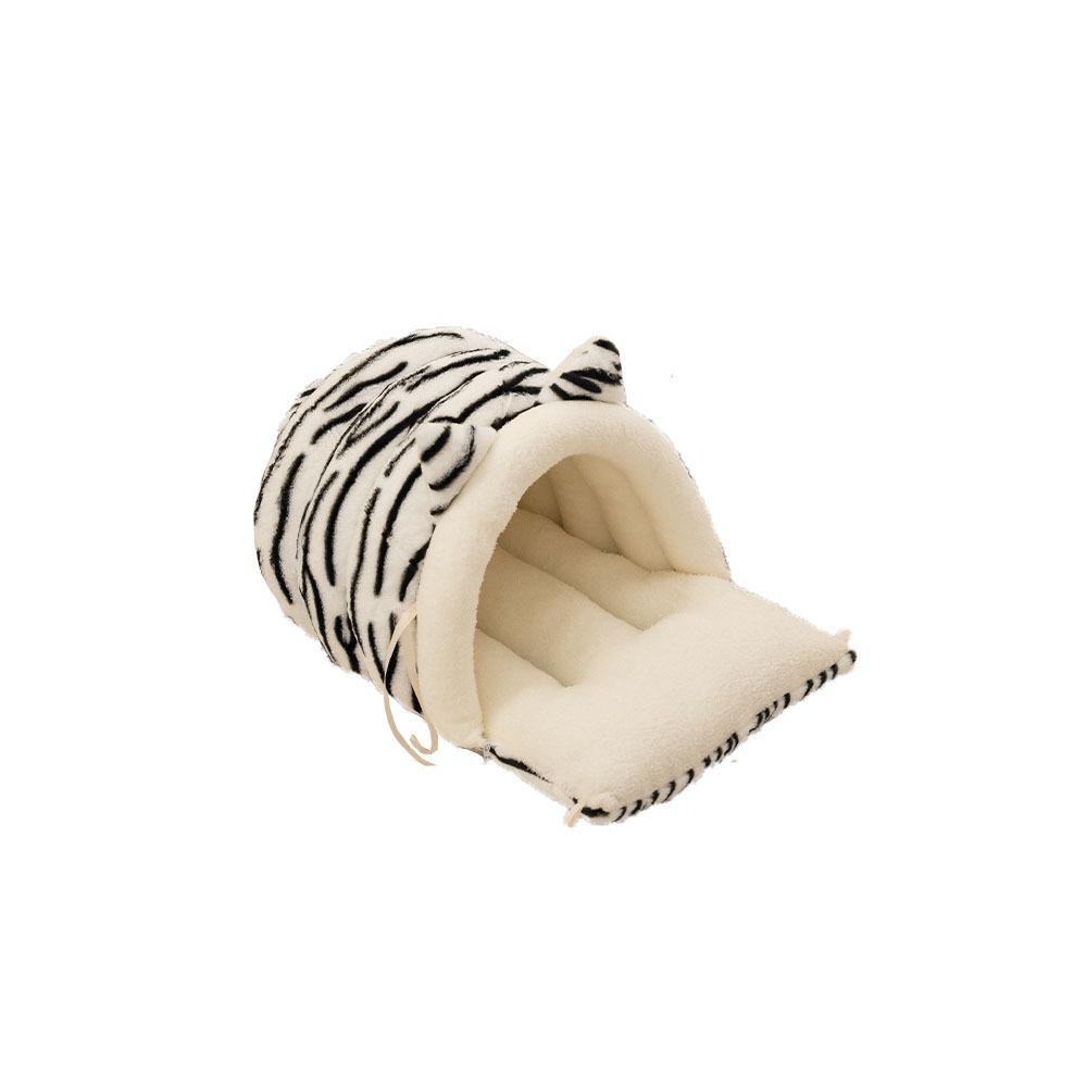 Soft Semi Enclosed Cat Bed with Cat Ears Removable Pet Sleeping Bed Washable Warm Windproof Cat Nest Cat Dog