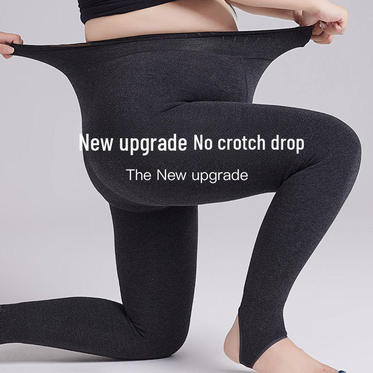 Large Black High-Waist Velvet Thickened Leggings - No-Crotch Slimming Pantyhose for Winter