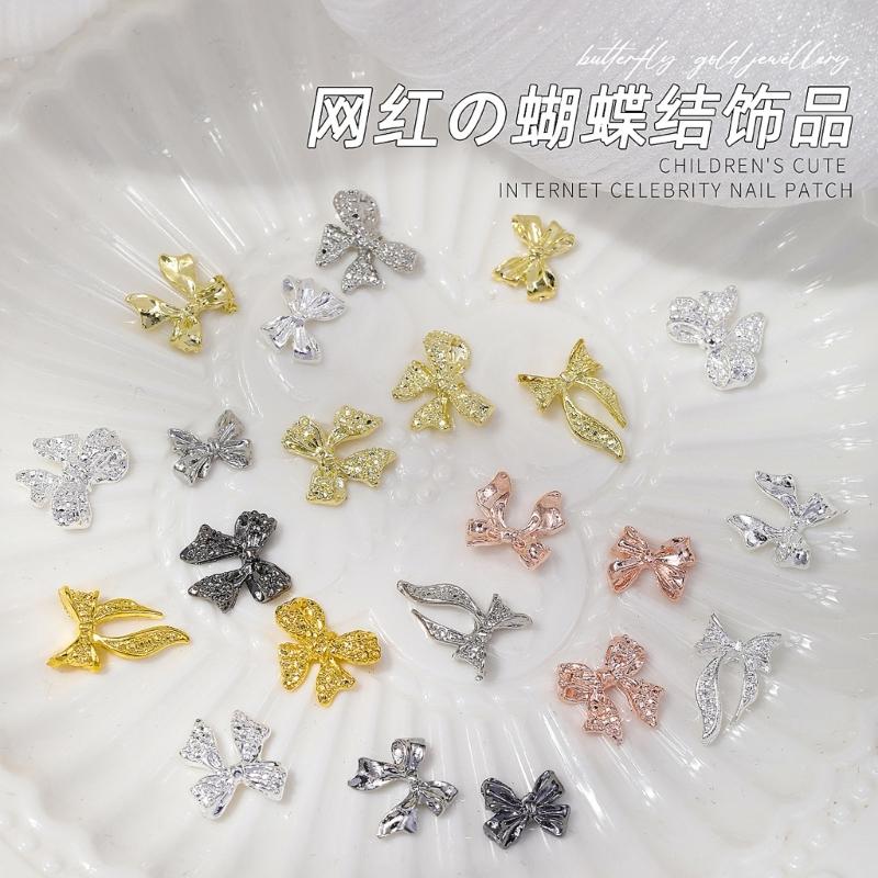 Alloy Nail Art Rivets,3D Bows Nail Art Charms Nail Art Decals Bows Nail Rhinestones Nail Art Supplies for Women Girls