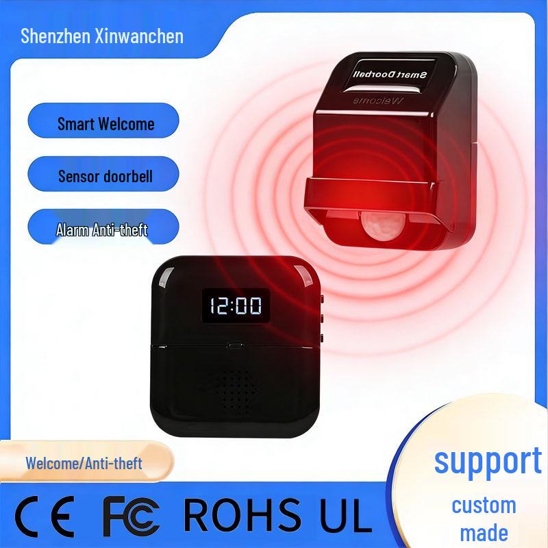 Smart Wireless Doorbell with Infrared Human Detection & Long-Range Anti-theft Alarm Transmitter Only (Needs Pairing)