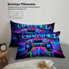 3PCS Neon Graffiti Gaming Controller Duvet Cover Set Vibrant Gaming Bedding for Teen Boys No Insert Queen Size Trendy Room Decor