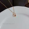 18K Gold Titanium Rhombus Clavicle Chain Necklace - Women’s Trendy Geometric Choker Pendant
