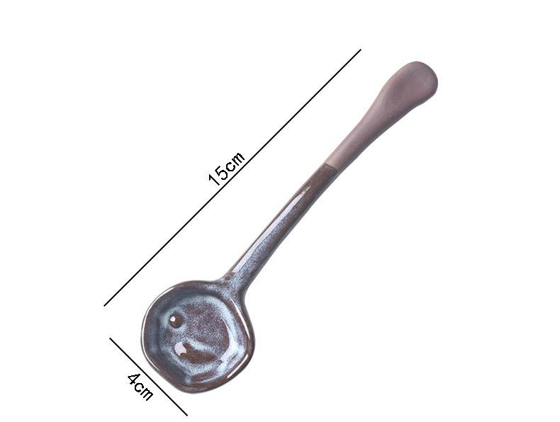 

Long-handled Slanted Spoon Cute Exquisite Retro Rough Pottery Spoon for Afternoon Tea Coffee Stirring High-value Handmade Spoon синій