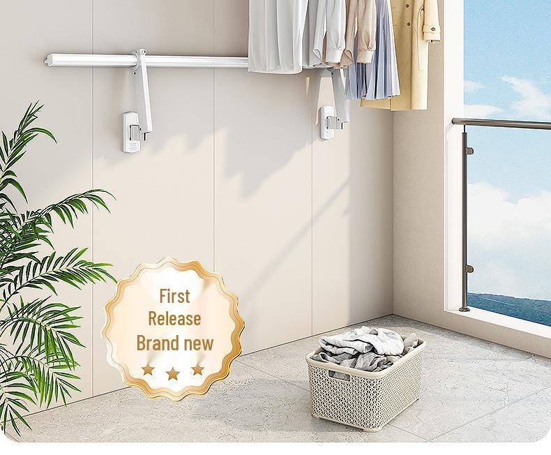 Wall-Mounted Folding Clothes Rack - Invisible, One-Piece Side-Hanging