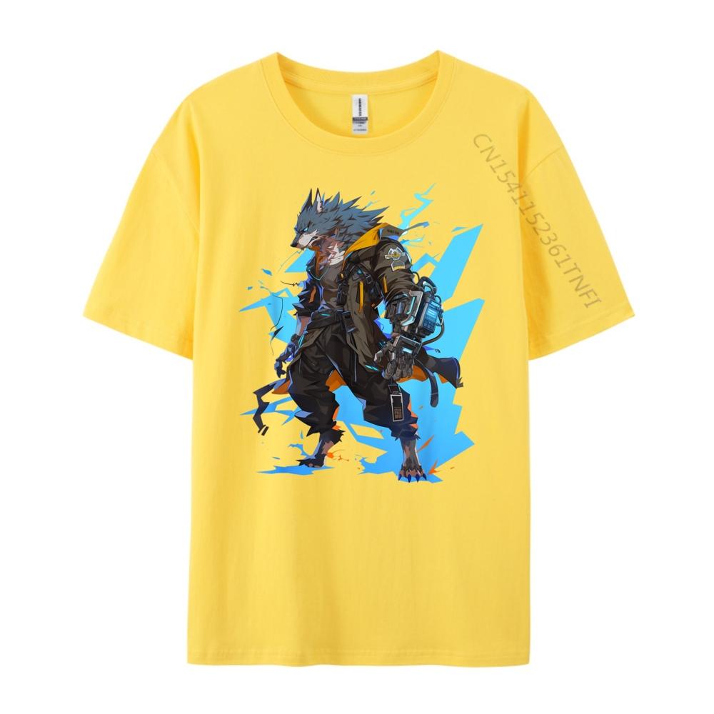 Cyberpunk Wolf Future Legend Harajuku Tee Shirt Men Tee Shirt Cute Oversized T Shirt Sale