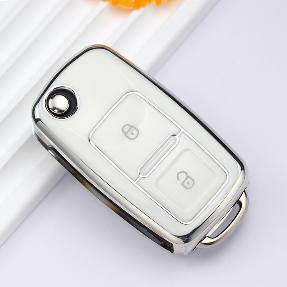 2 Buttons TPU Folding Remote Key Fob Case Shell For Volkswagen VW Skoda Golf Passat Polo Jetta Touran Bora Sharan Protector Fob