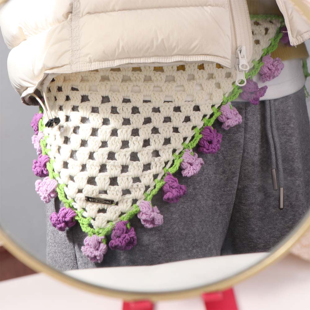 Floral Triangle Turban Flower Women Hair Scarf Cute Crochet Bandana  Children