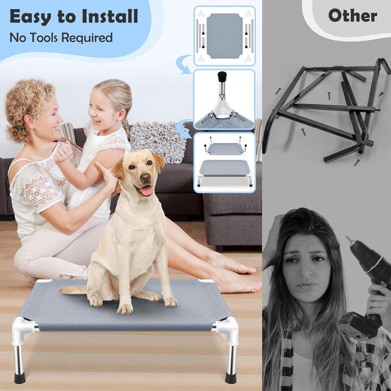 Elevated Cooling Dog Bed, Breathable Anti-slip Pet Cot for Medium Dogs