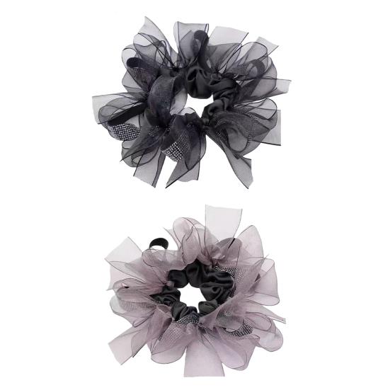 Women Hair Band Organza Bow Hair Rope Sparkling Rhinestones Decor Ponytail Holder Hair Styling Tool Hair Accessories