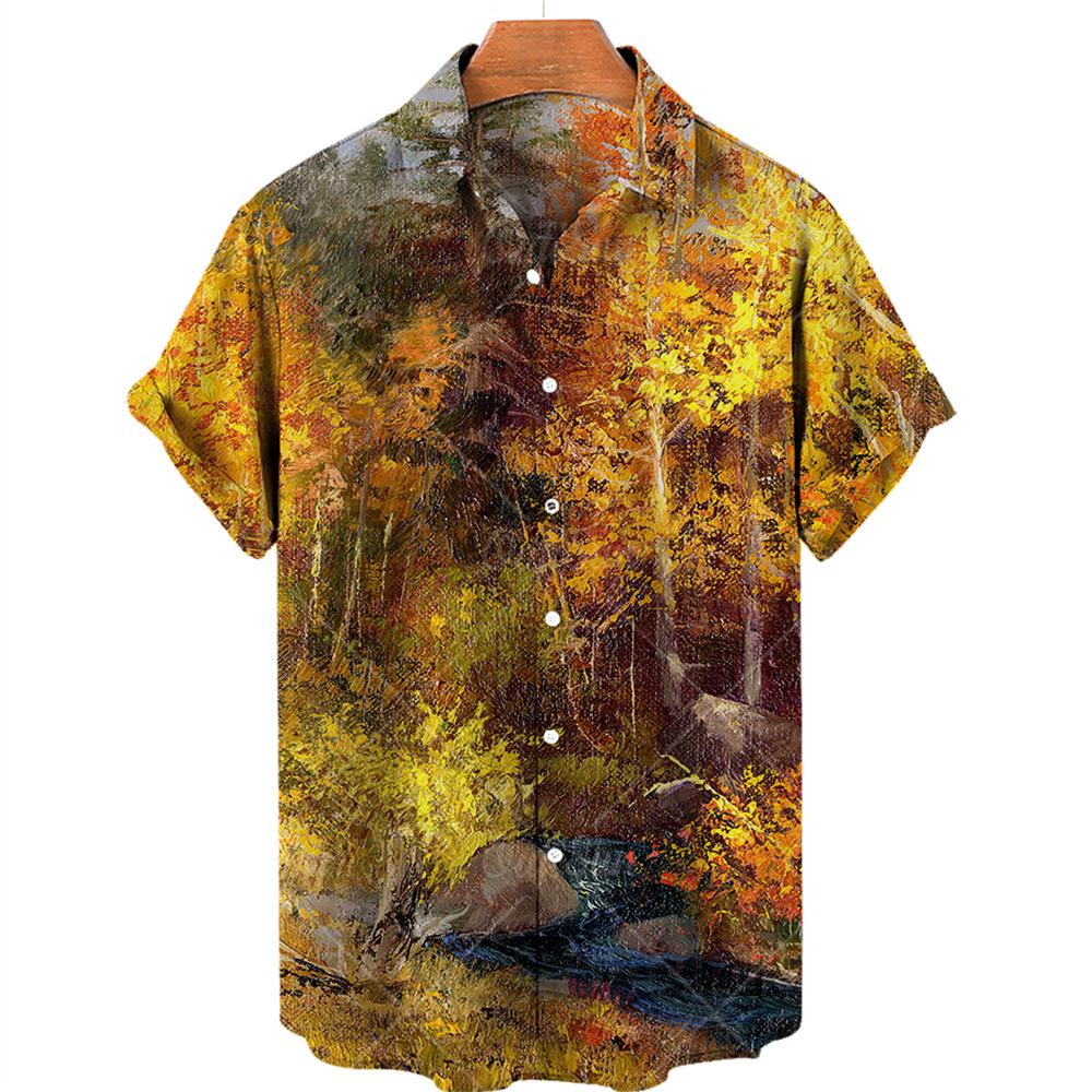 Oversized Shirt Hawaiian Beach Holiday Flower Painting Pattern Summer Casual Man Top Breathable Mens Design Clothing New