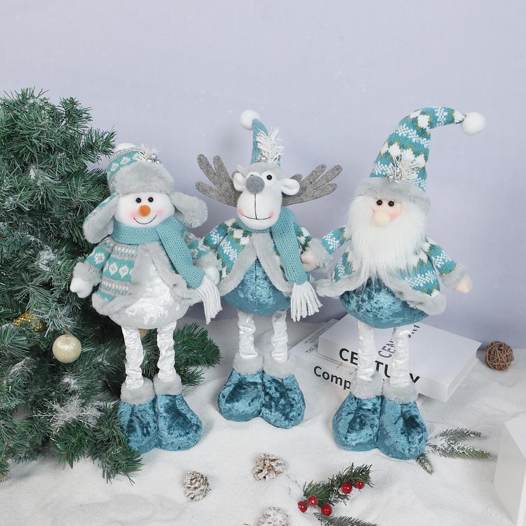 Retractable Blue Santa Claus, Snowman & Elk Christmas Ornaments