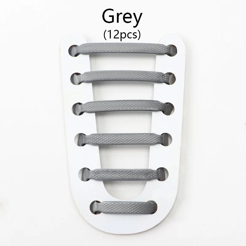 12Pcs/Set Elastic Silicone Shoelaces Practical Fashionable for Men Women Lazy Hammer Type Shoe Laces Sneakers No Tie Shoelaces
