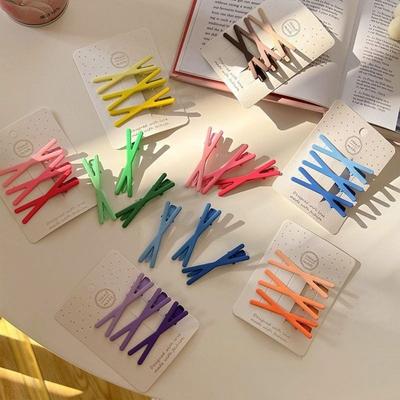 3Pc/Set Gradient Color Hairpins Cross Bang Clip Sweet Hair Accessories  for Women Girls