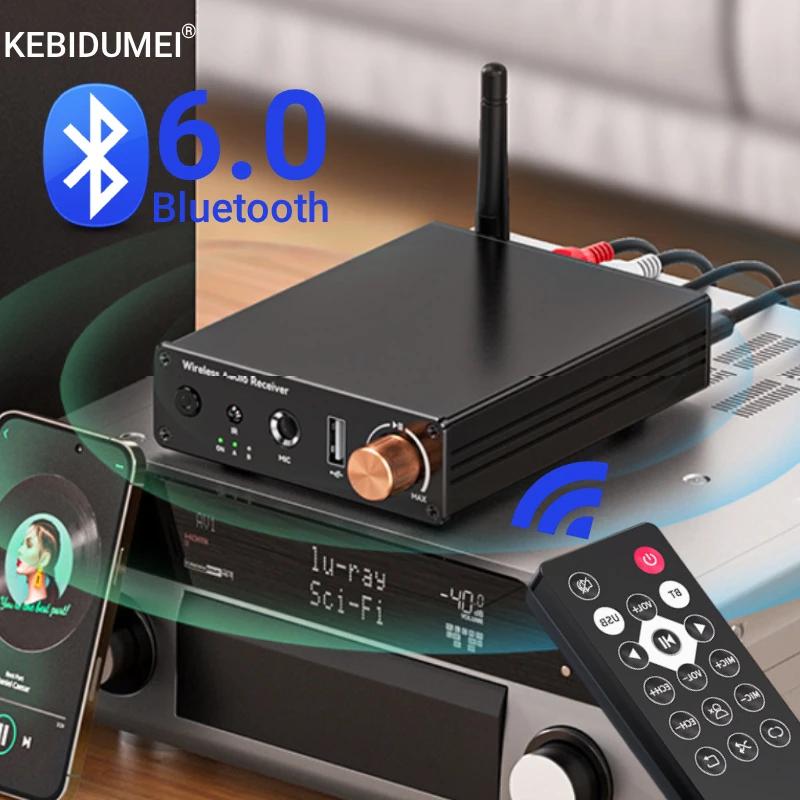 Bluetooth 6.0 Audio Receiver 3.5mm AUX RCA Stereo Wireless Adapter 6.5MM Karaoke USB U-Disk HIFI Lossless Music For Car Speaker