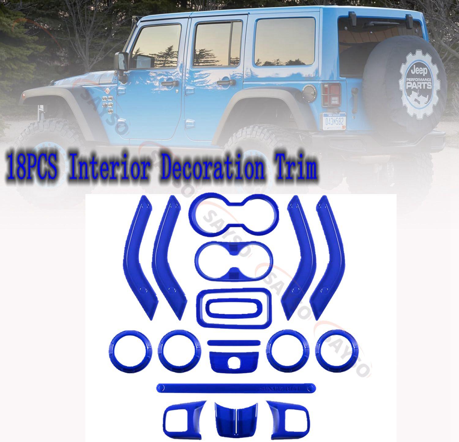 

Red/Blue/Black Car Interior Decor Trim Kits For Jeep For Wrangler JK JKU 4 Door 11 17 Enhance Aesthetics And Easy Installation синий