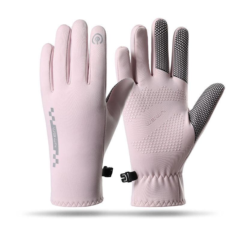 Warm gloves Women's autumn and winter outdoor riding fleece thickened sports windproof running elastic touch screen split-finger gloves