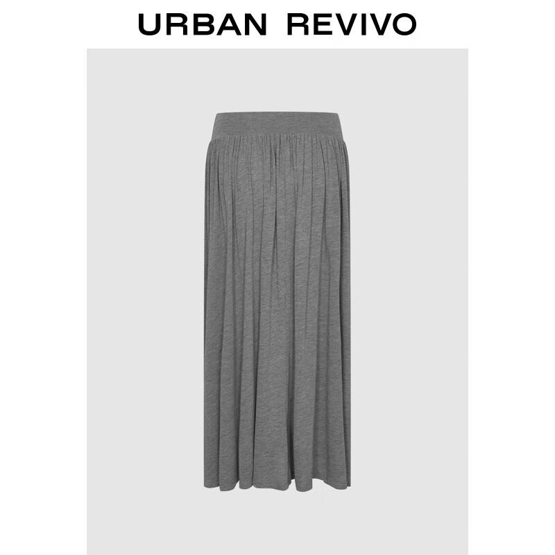 UR 2025 Autumn Women's Drapey Pleated Skirt