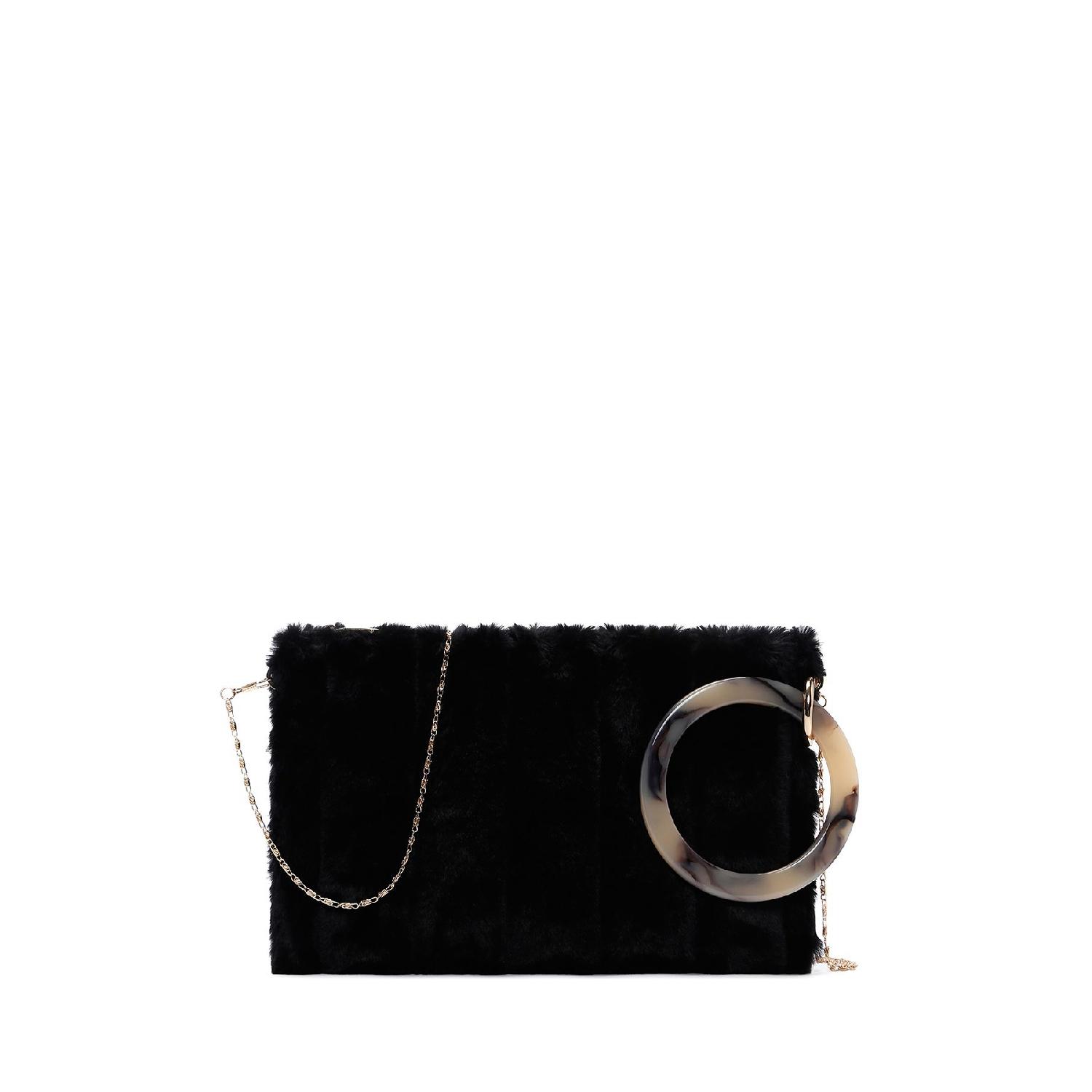 

Women s Black Chain Strap Plush Clutch Bag 24wbd2208ph чёрный