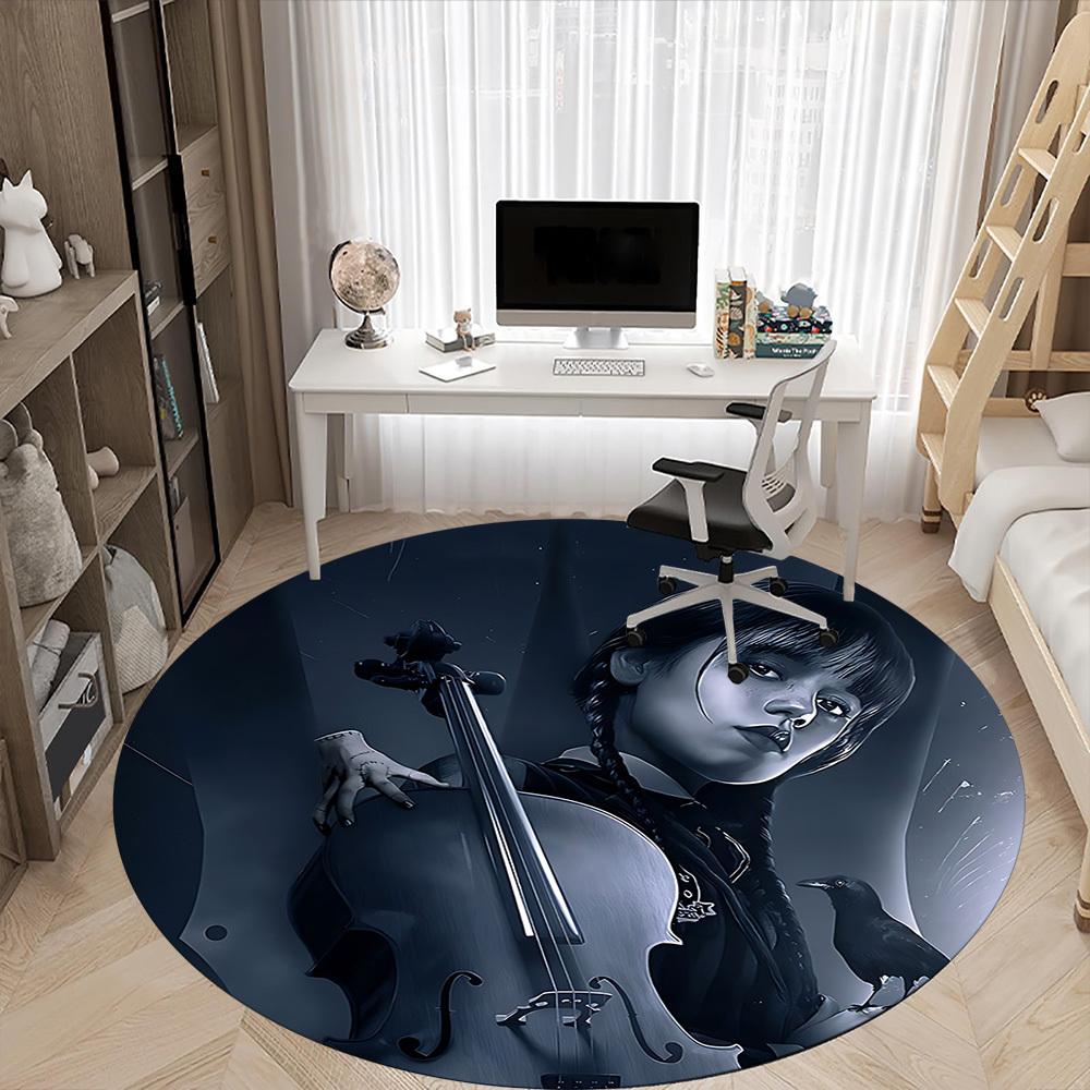 1pc Wednesday Chair Carpet for Office, Indoor Non Slip Washable Polyester Fiber Carpet, Mat For Office, Machine Washable