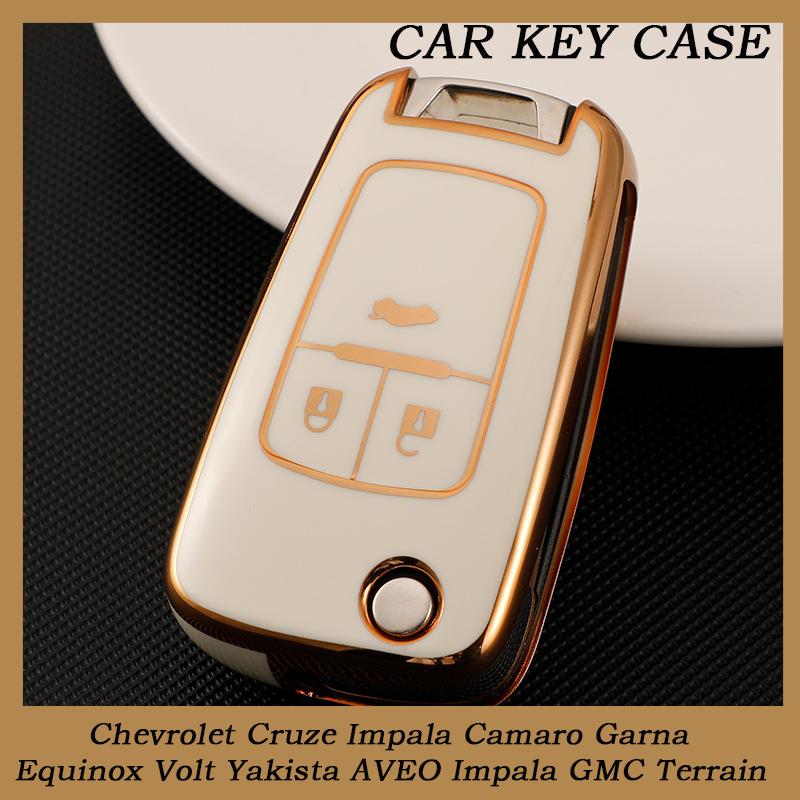 New TPU Flip Car Key Fob Case Cover for Chevrolet Cruze Impala Camaro Garna Equinox Volt Yakista AVEO Impala GMC Terrain Keychain