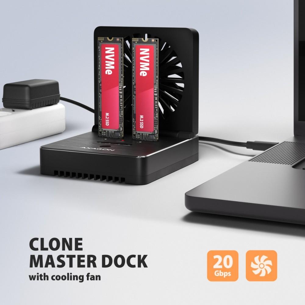 ADSA-M2C22 USB-C 2xNVMe /SATA M.2 20Gbps soğutucu