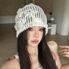 Cute Lace Beanies Hat Hollow Out Flower Knitted Hat Sweet Crochet Flower Hat  Apparel Accessories