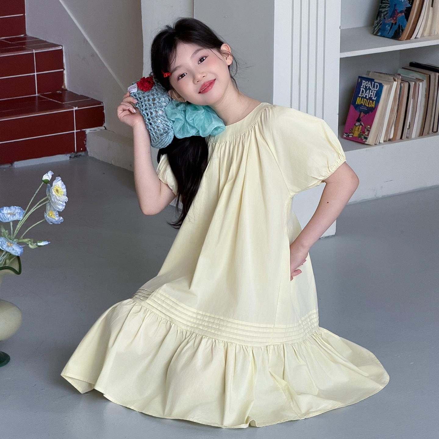 2026 Korean Style Little Girls Cotton Summer Dress 160 cm