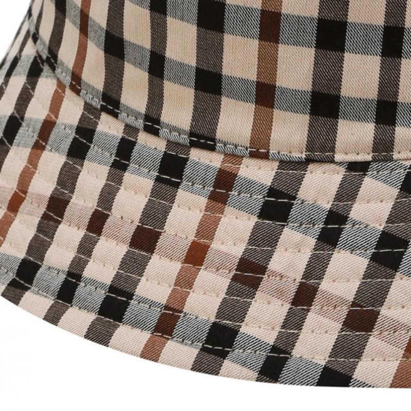 DakS Women S reverSible Bucket Hat Beige Check Embroidery Dbhe4e119i2