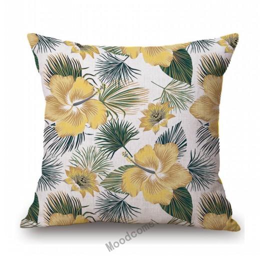 Morandi Color Jungle Flower Tropical Plant Leaf Garden Pattern Home Decorative Sofa Throw Pillow Case Cotton Linen Cushion Cover