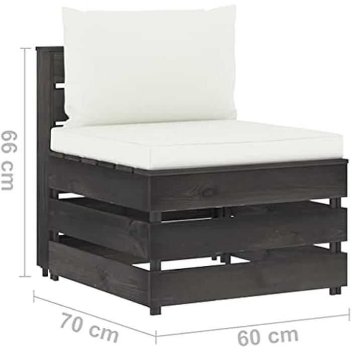 Canapé d'angle Sectionnel - VIDAXL - Bois Imprégné - Crème et Gris - 3 Places - Extérieur