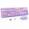 Nowlike Wireless Keyboard and Mouse Retro Typewriter Keyboard with Round Full Size Perfect for Windows College Combo, Keycaps, Ergonomic, Purple, PC,