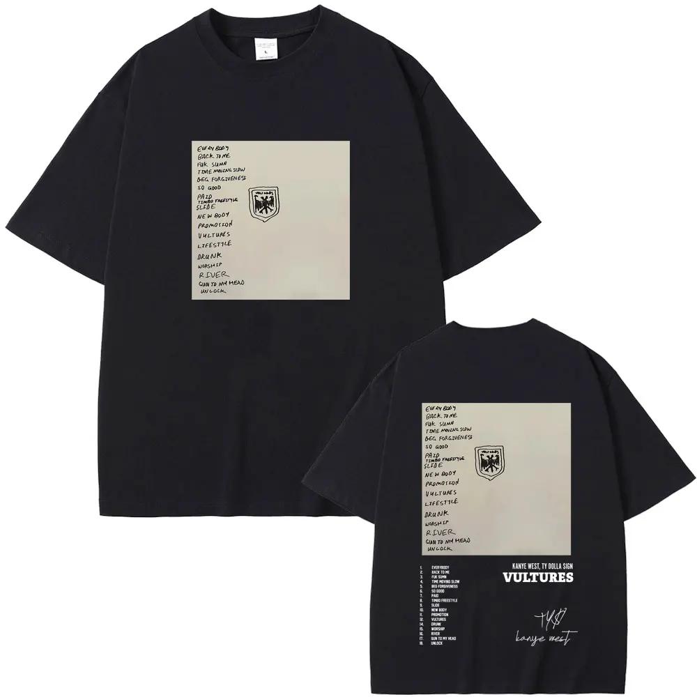 Rapper Kanye West Vultures Nové Hudební Album Grafická Pánská Dámská Hip Hopová Móda Oversized Trička Pánské 100% Bavlněné Tričko