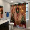 1 szt. Wodoodporna zasłona prysznicowa z nadrukiem wieńca choinkowego, przegroda, zasłona do zawieszenia zapewniająca prywatność, 12 haczyków, wiele rozmiarów