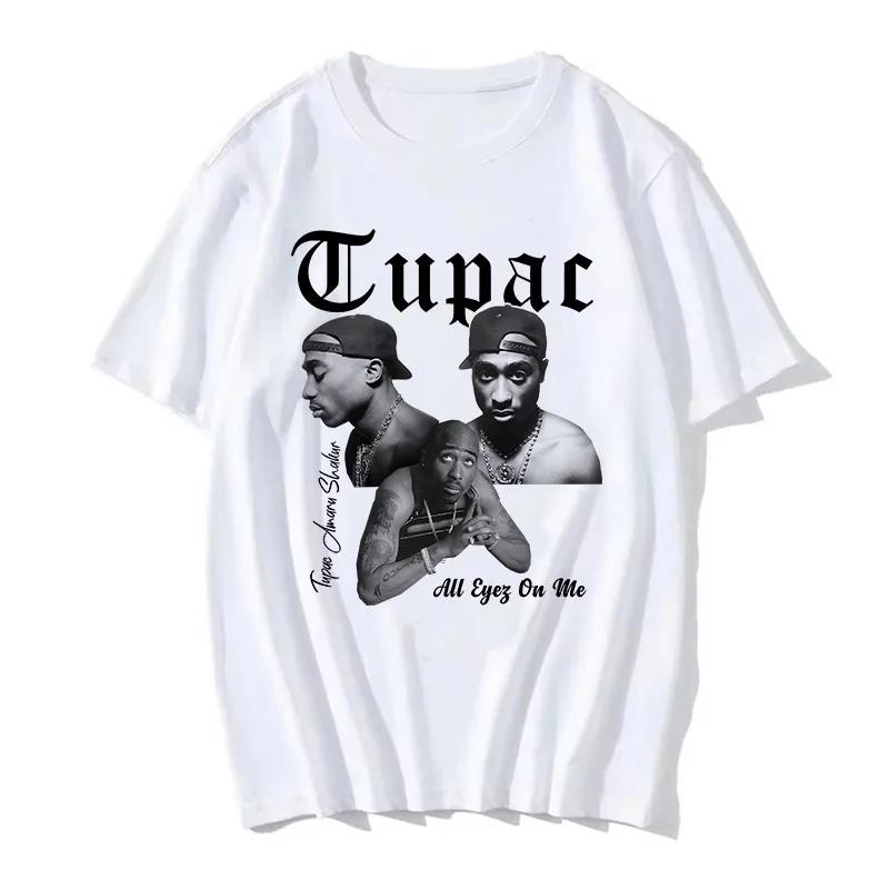 West Coast Gangsta Women T-shirt Rapper Tupac Tops Hip Hop Streetwear Graphic T Shirts Oversized Short Sleeves Tee Men T Shirt