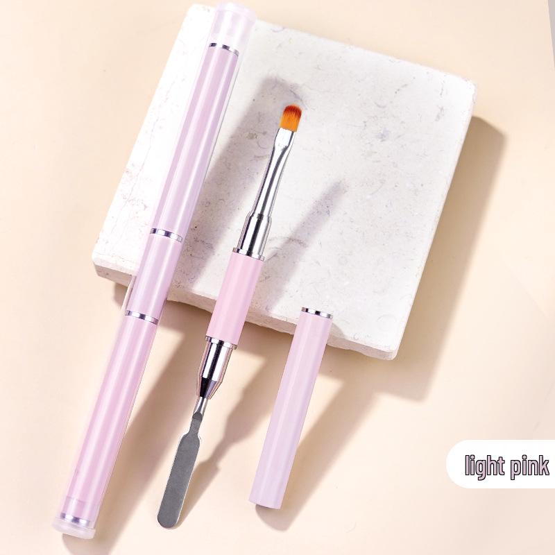 

Двусторонний карандаш для фототерапии ногтей с круглым и плоским наконечниками, стальной пушер и палочка для смешивания цветов светло-розовый