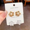 French Light Luxury Geometric Floral Shell Pearl Earrings for Women - Versatile, Everyday Design