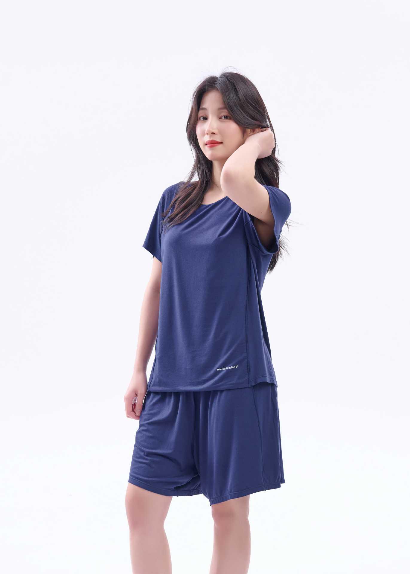 

Casual Deep Sleep Blue Pajamas with Built-in Bra Pads - Seamless, Outdoor-Friendly M: height 150-165 cm, weight under 60 kg