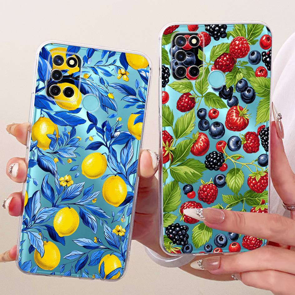 For Realme C17 Case RMX2101 Popular Flower Transparent TPU Silicone Cover For Realme 7i RMX2103 Funda RealmeC17 C 17 Phone Shell
