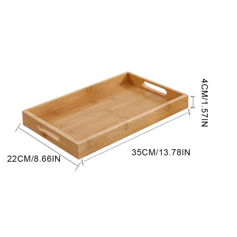 Wooden Serving Tray Rectangular Round Plate Tea Cup Saucer Tray Fruit Dessert Dinner Plate Food Storage Pallet Kitchen Tableware