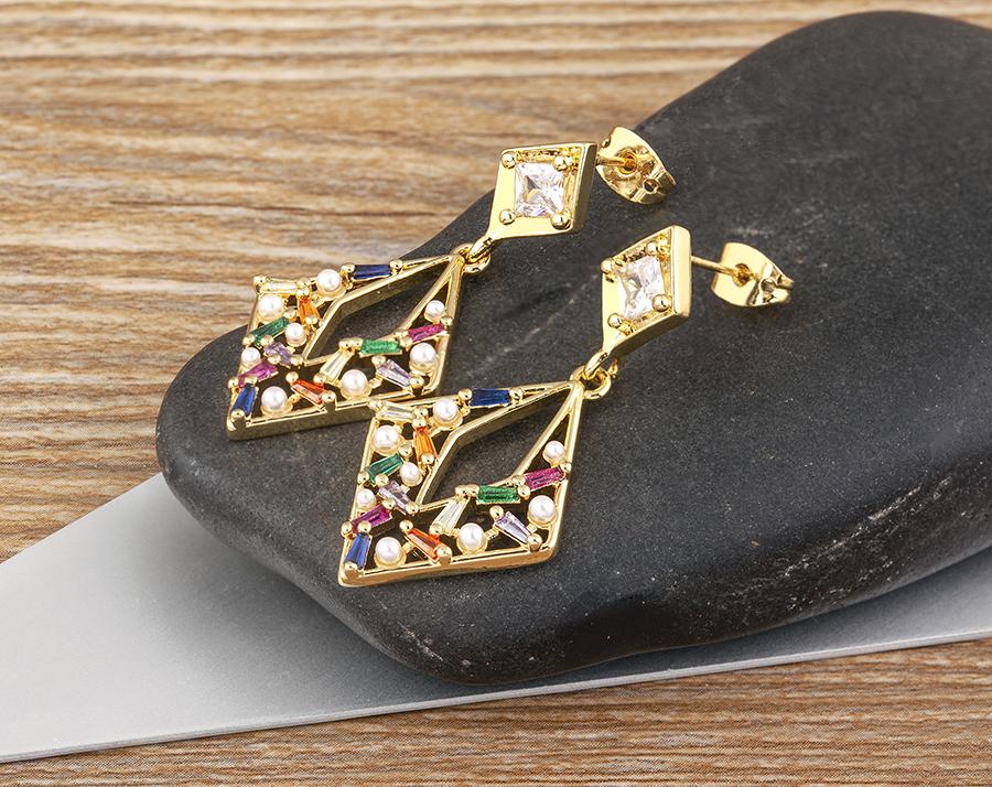 Nidin Japan and Korea New Fashion Long Drop Earrings Inlaid Zircon Pearl Shiny Temperament Ear Jewelry Anniversary Party Gifts