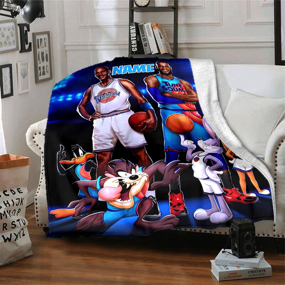 Tune Squad Basketball Legends Throw Customizable Blanket Customize Your Name Soft Cozy Great For Sofa Couch Office Bed Picnics Four Seasons