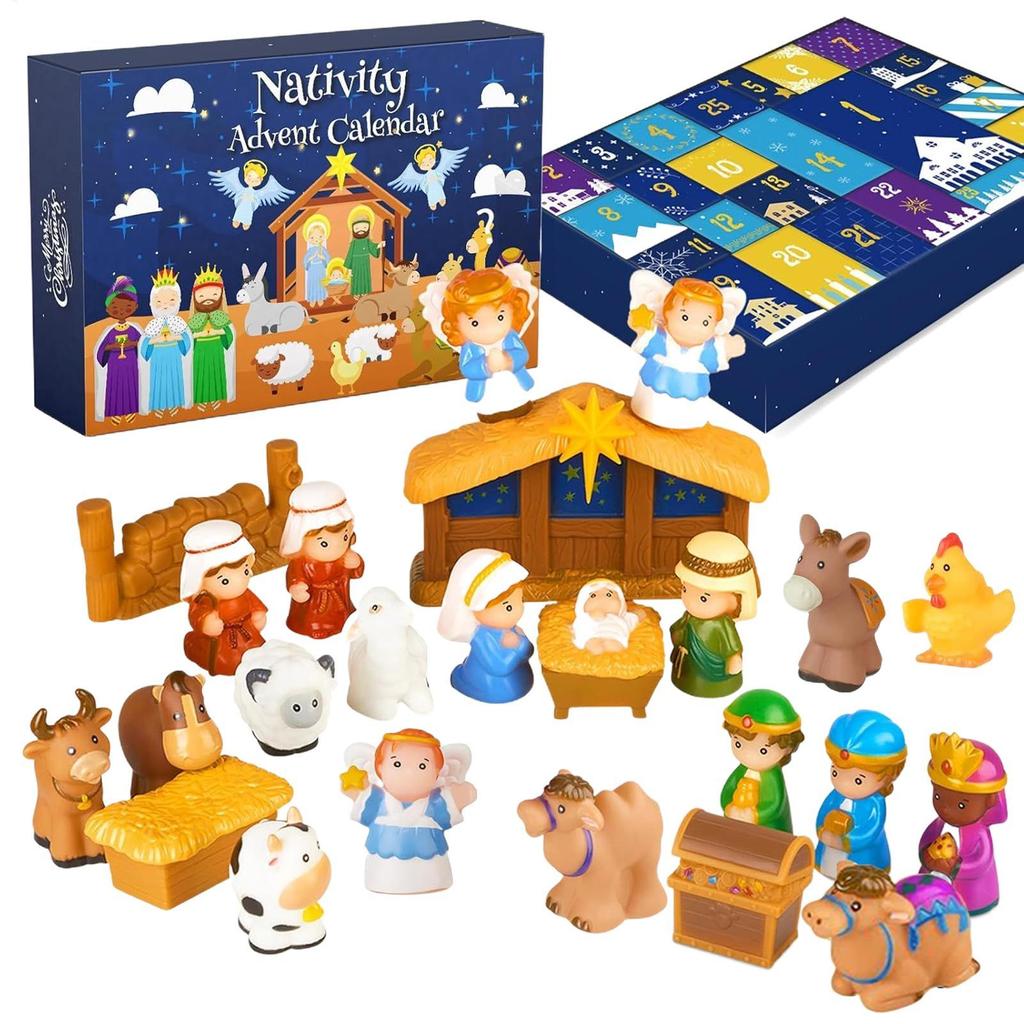 NEW Nativity Calendar Advent 2025 Advent Nativity Toys Jesus Scene Christmas Calendar For Kids Bedroom Living Room Classroom