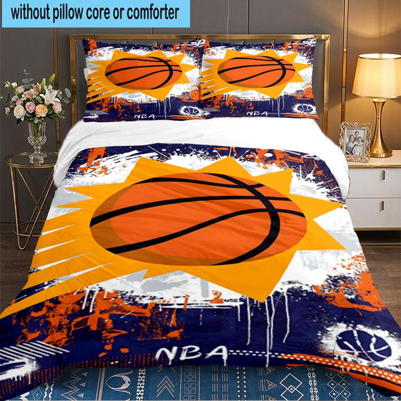 Suns Basketball Artwork 3pcs Bedding Set,Including 1pc Duvet Cover And 2pcs Pillowcases Perfect Gift for Christmas,Ideal for Bedroom, Dormitory