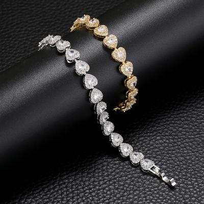 Micro-Inlaid Zircon Love Bracelet Heart-Shaped Jewelry Brass Gold-Plated Peach Heart Bracelet Vl221